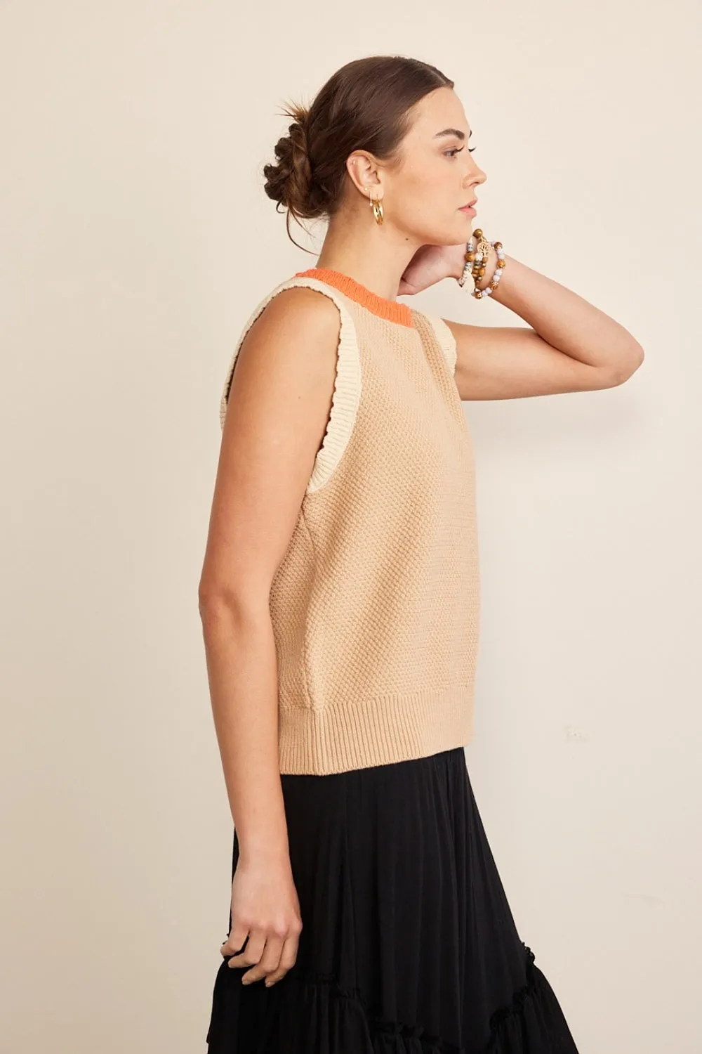 Hazel Blues® |  In February Contrast Round Neck Sweater Vest