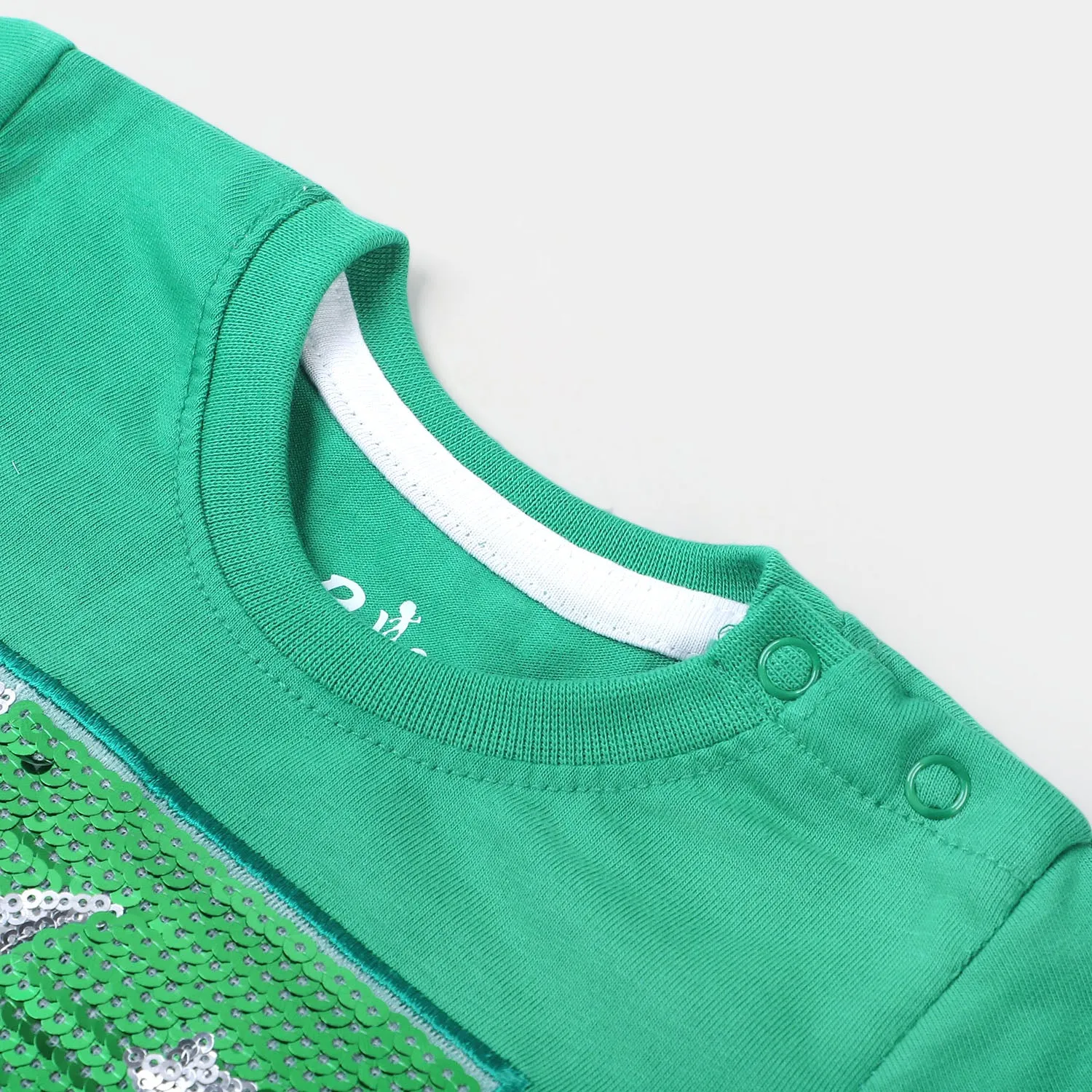 Infant Unisex T-Shirt Applique Flag-Fern Green