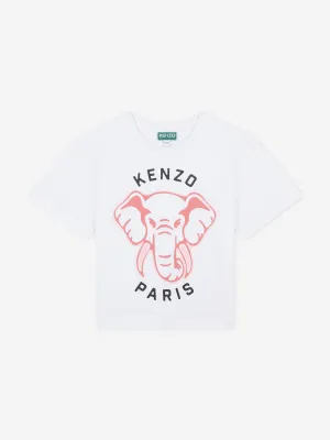 KENZO Girls Elephant Logo T-Shirt in White