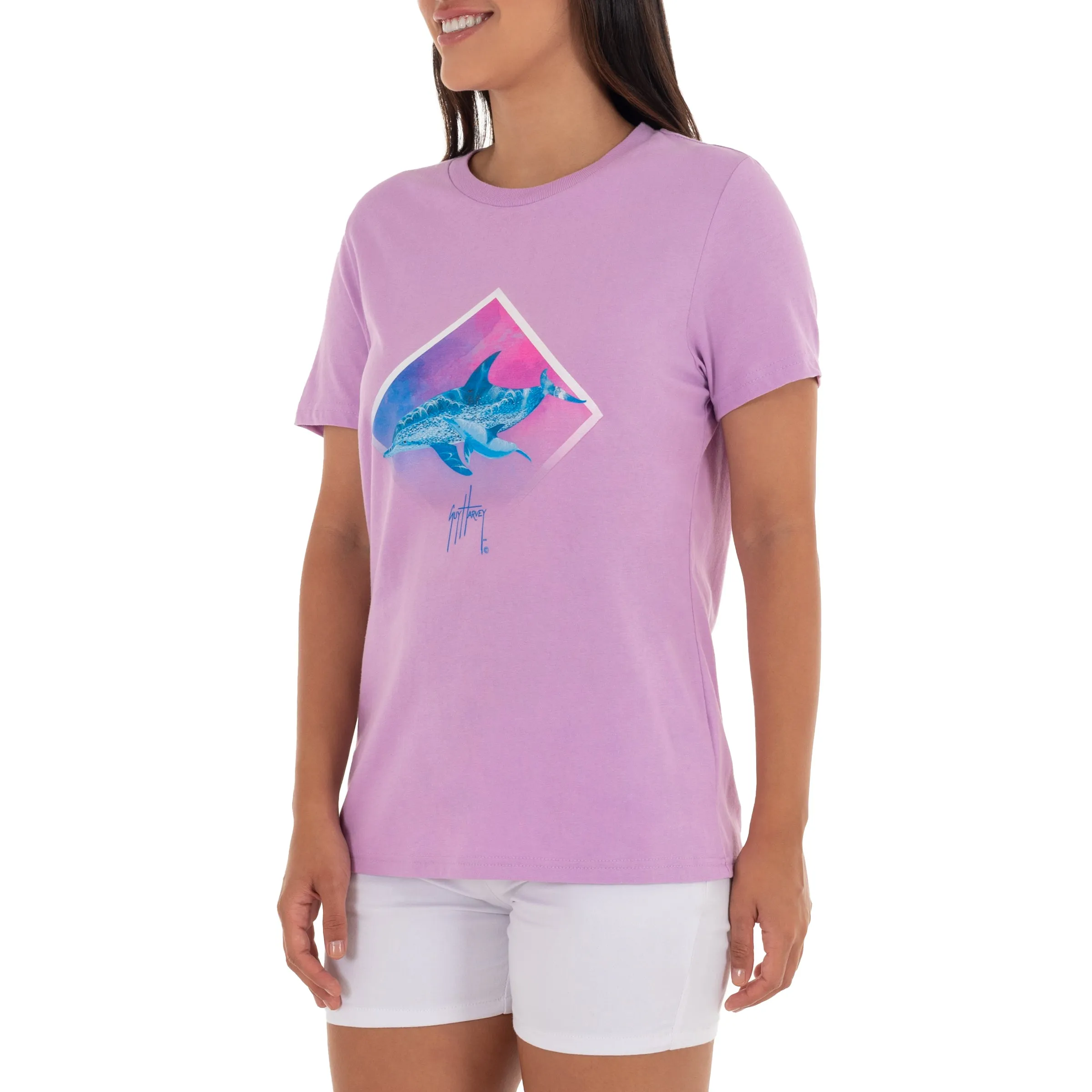 Ladies Dolphin Paradise Short Sleve Crew Neck T-Shirt