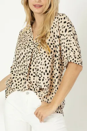 Leopard V Neck Blouse