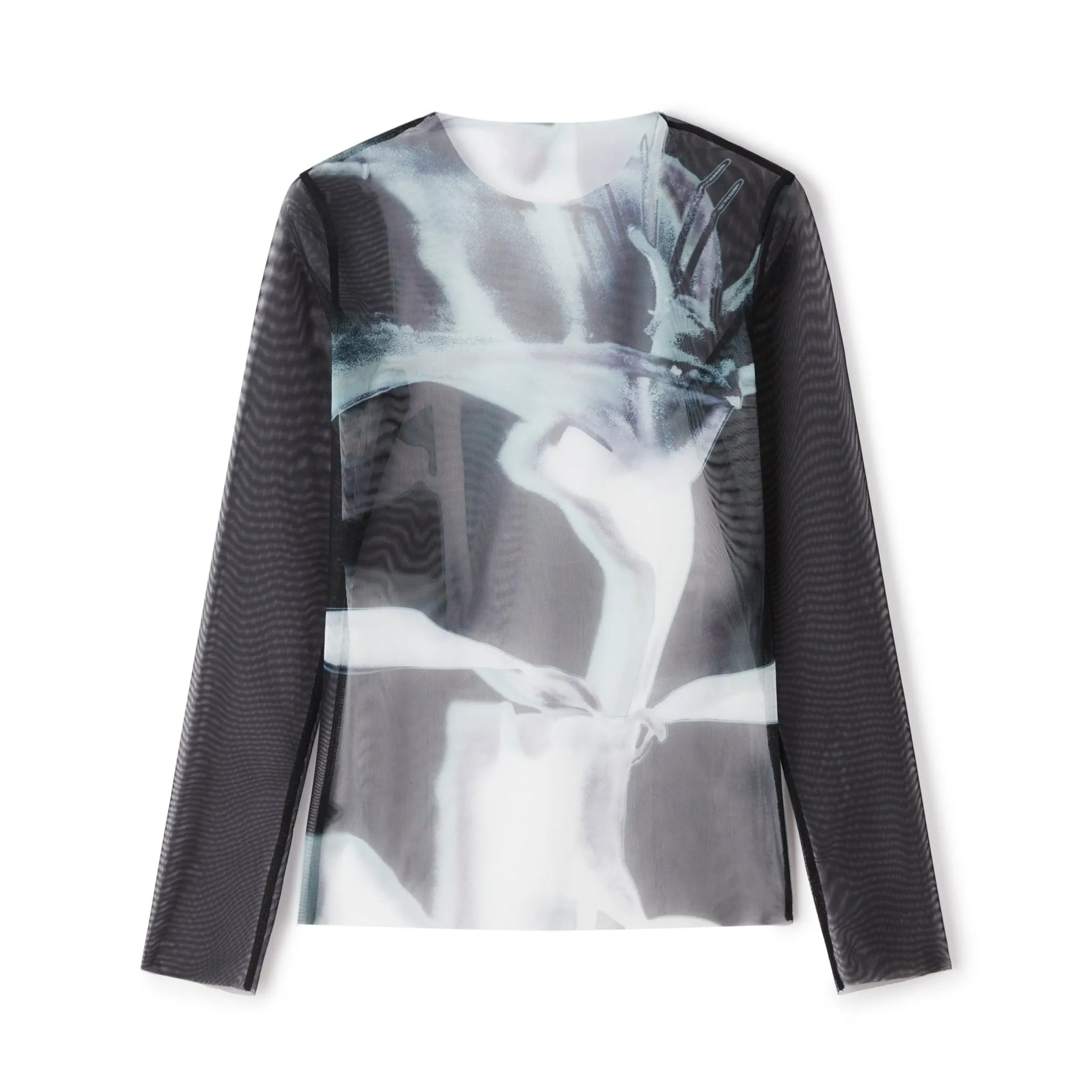 Light and Shadow Printed Mesh Bottoming Shirt