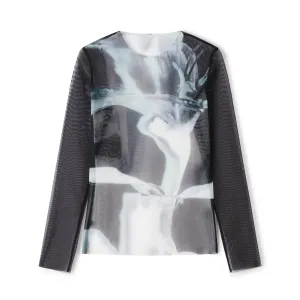 Light and Shadow Printed Mesh Bottoming Shirt