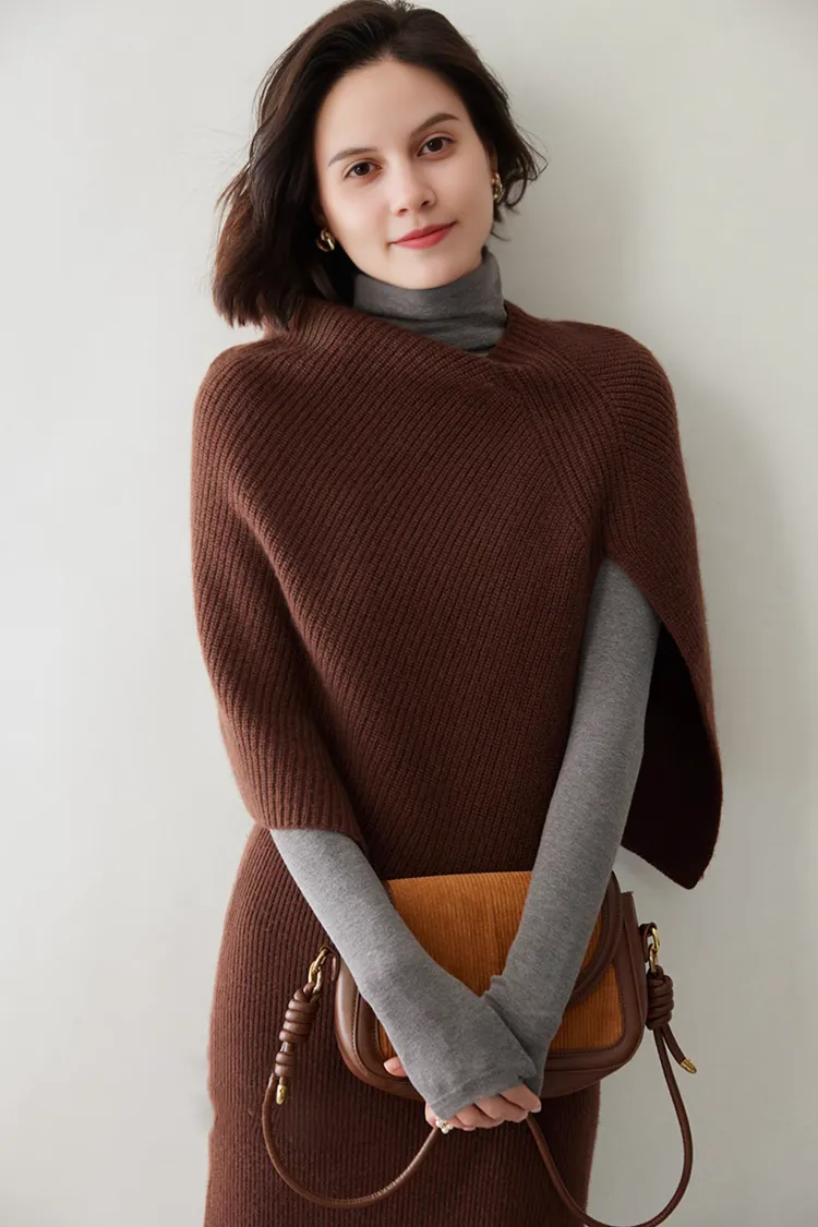 Luxurious Knit Cashmere Poncho Sweater