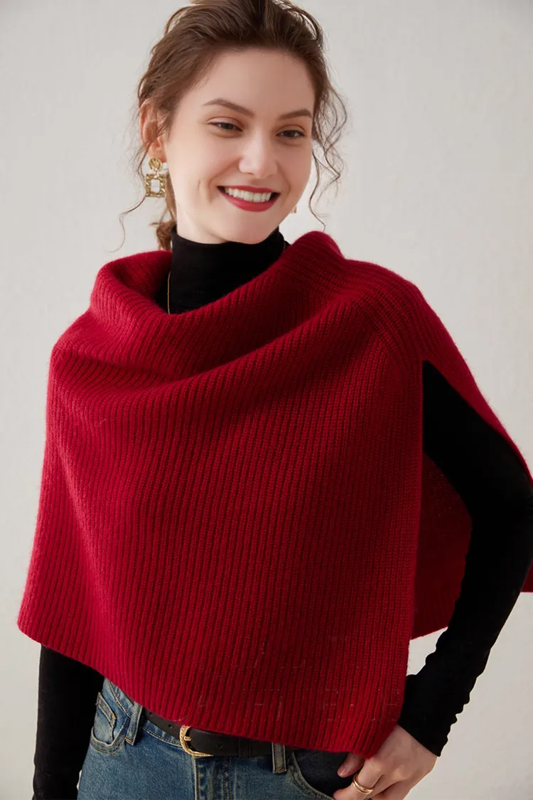 Luxurious Knit Cashmere Poncho Sweater