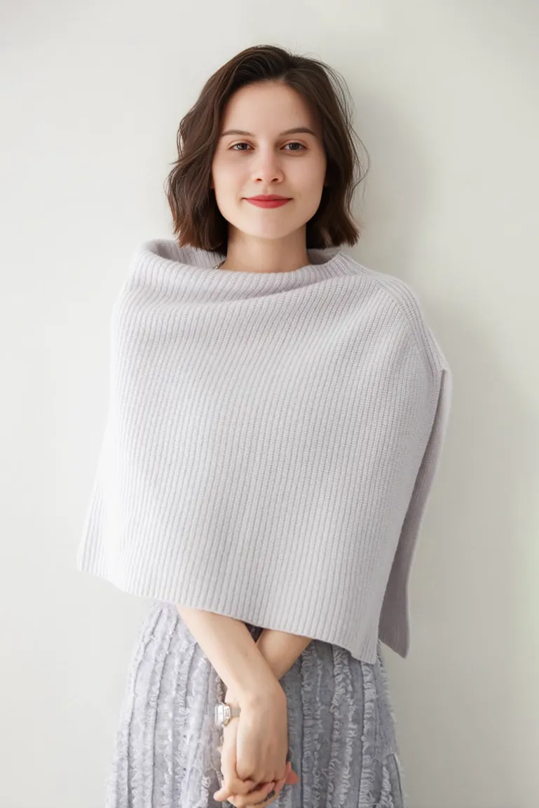 Luxurious Knit Cashmere Poncho Sweater