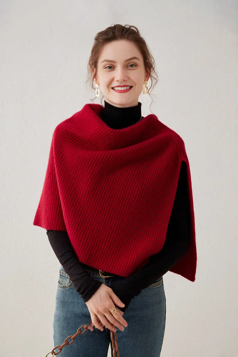 Luxurious Knit Cashmere Poncho Sweater
