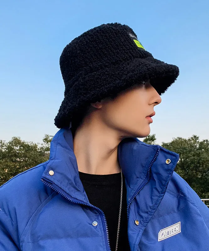 Men New Black Versatile Fleece Wool Lined Bucket Hat TK030
