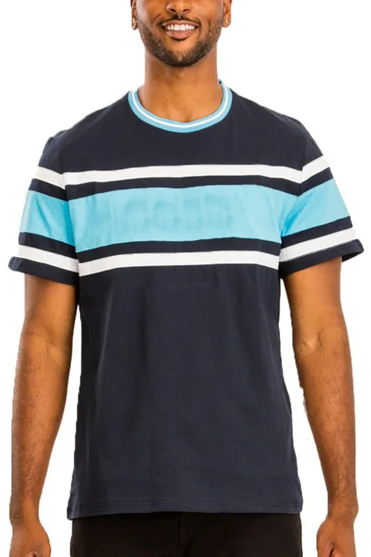 Men's Cotton Red/White Striped Short Sleeve Shirt