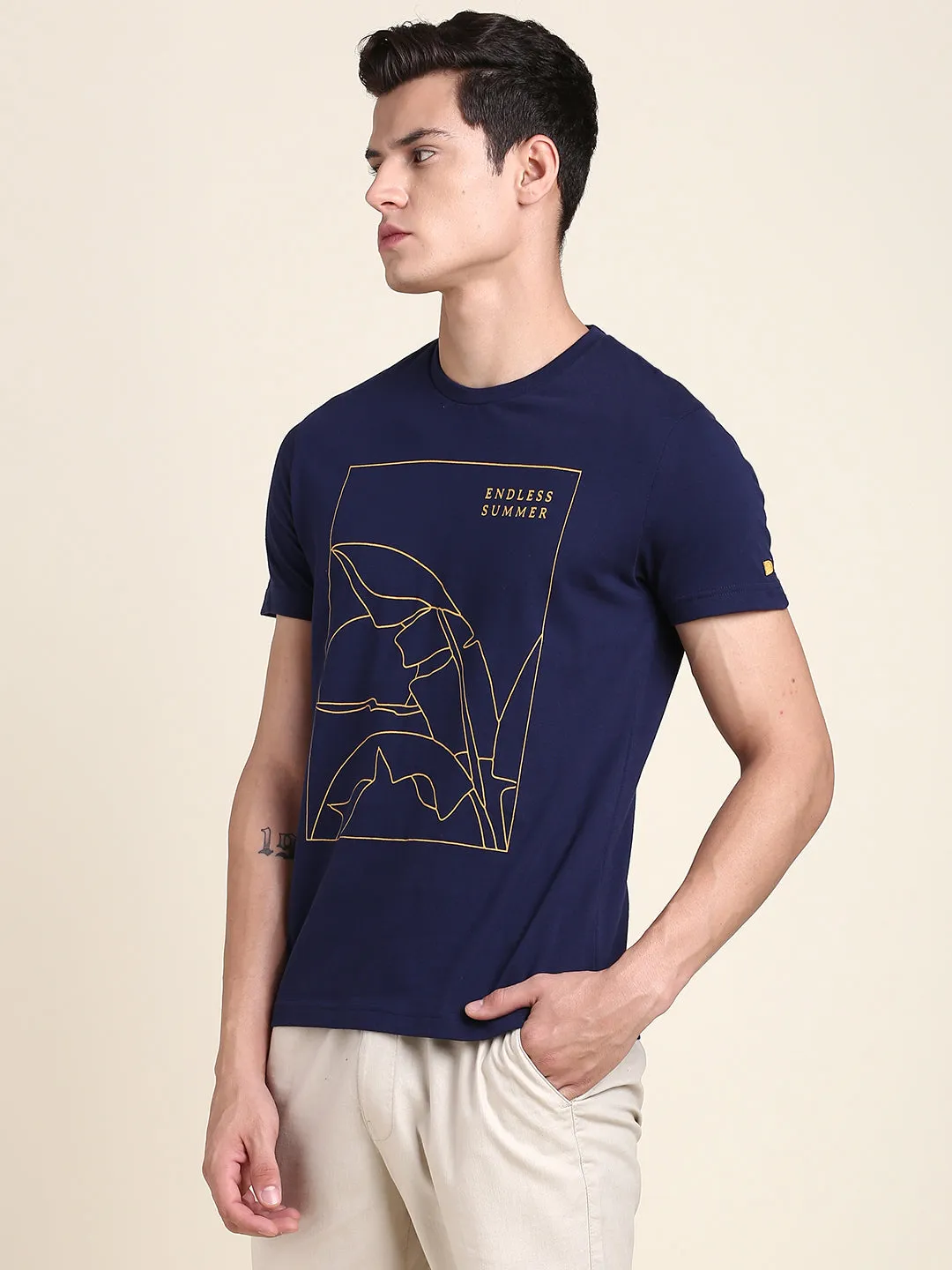 Men's Navy Print T-shirt