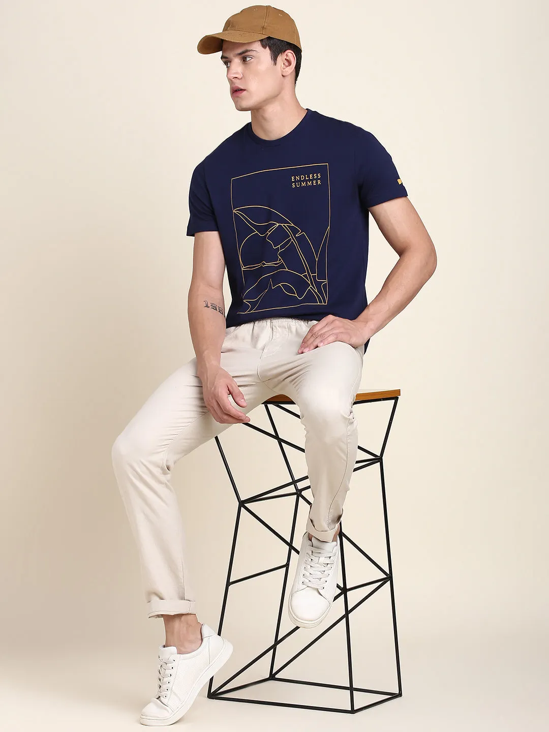 Men's Navy Print T-shirt