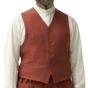 Men's Retro Trend Cotton and Linen V-neck Single-breasted Vest 28851336F