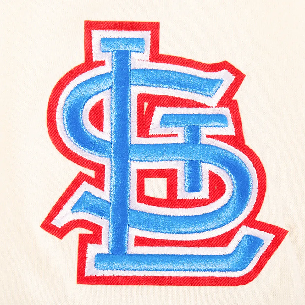 MLB ST. LOUIS CARDINALS RETRO CLASSIC BIG BOYS SHORT SLEEVE STRIPED RIB TOP (EGGSHELL/ UNIVERSITY BLUE)