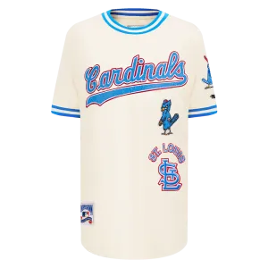 MLB ST. LOUIS CARDINALS RETRO CLASSIC BIG BOYS SHORT SLEEVE STRIPED RIB TOP (EGGSHELL/ UNIVERSITY BLUE)