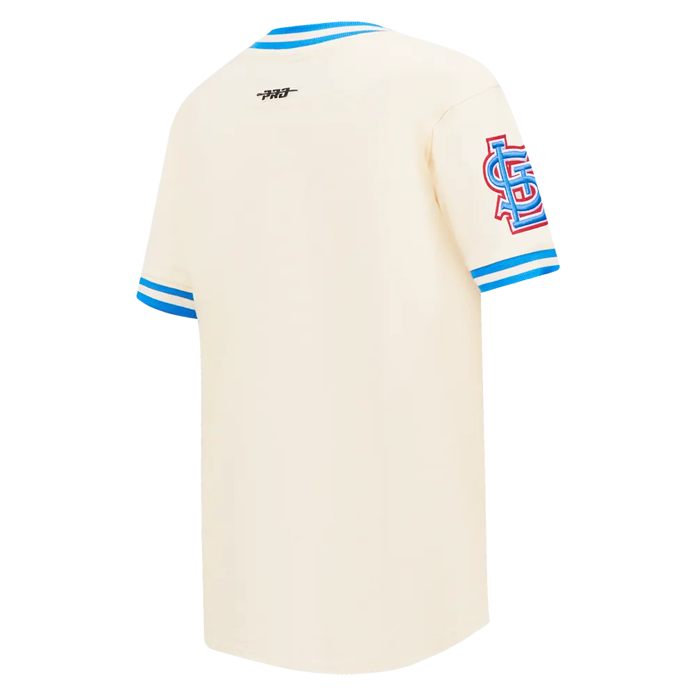 MLB ST. LOUIS CARDINALS RETRO CLASSIC BIG BOYS SHORT SLEEVE STRIPED RIB TOP (EGGSHELL/ UNIVERSITY BLUE)