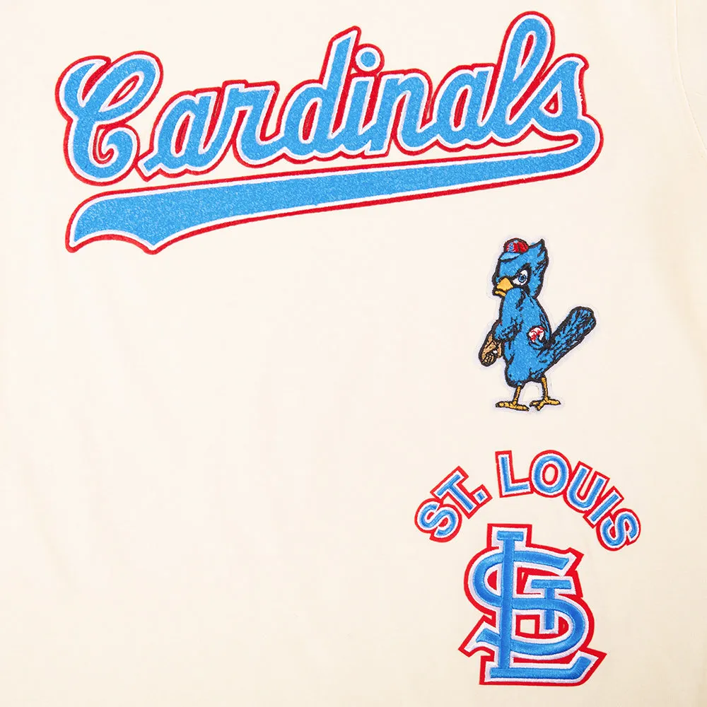 MLB ST. LOUIS CARDINALS RETRO CLASSIC BIG BOYS SHORT SLEEVE STRIPED RIB TOP (EGGSHELL/ UNIVERSITY BLUE)