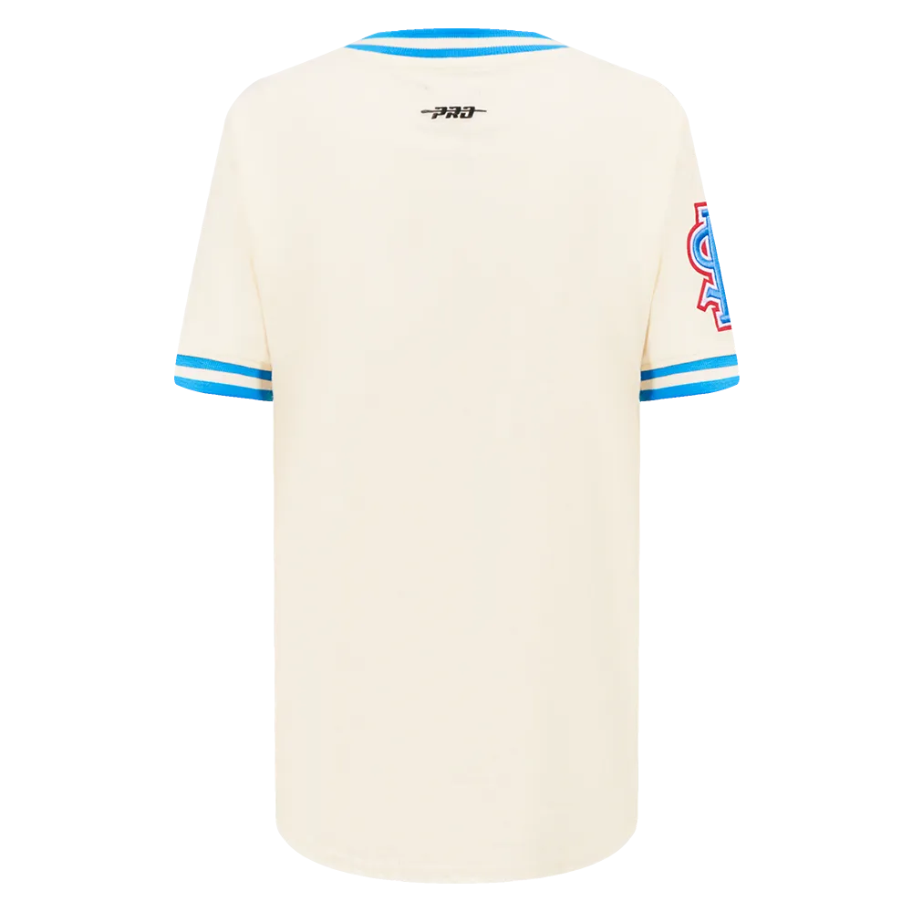 MLB ST. LOUIS CARDINALS RETRO CLASSIC BIG BOYS SHORT SLEEVE STRIPED RIB TOP (EGGSHELL/ UNIVERSITY BLUE)