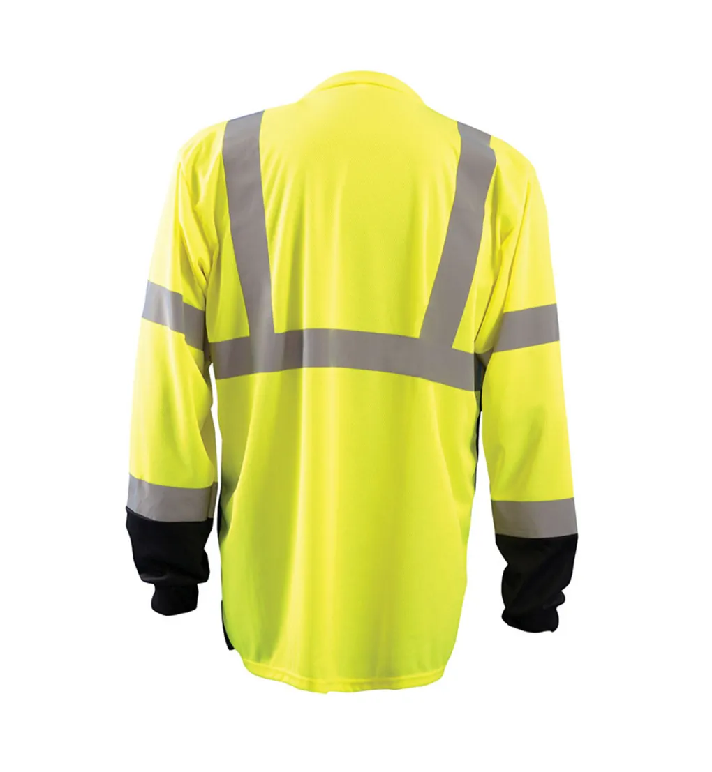 OccuNomix Men's Black Bottom Wicking Birdseye Long Sleeve Shirt