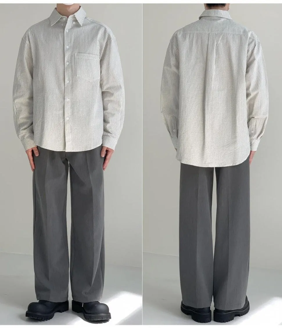 Pinstripe Cotton Versatile Shirt