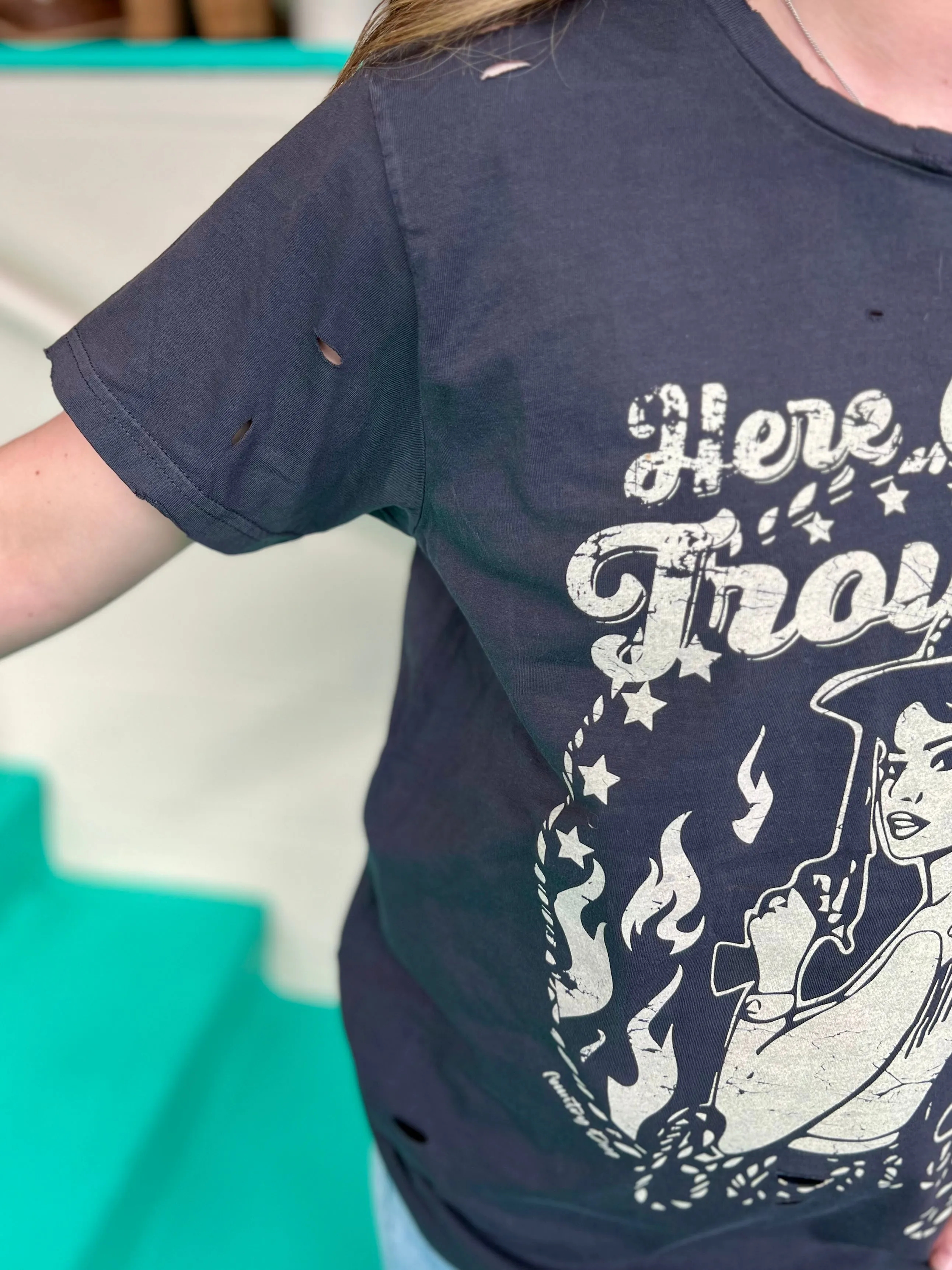 PLUS Here Comes Trouble Holy Tee