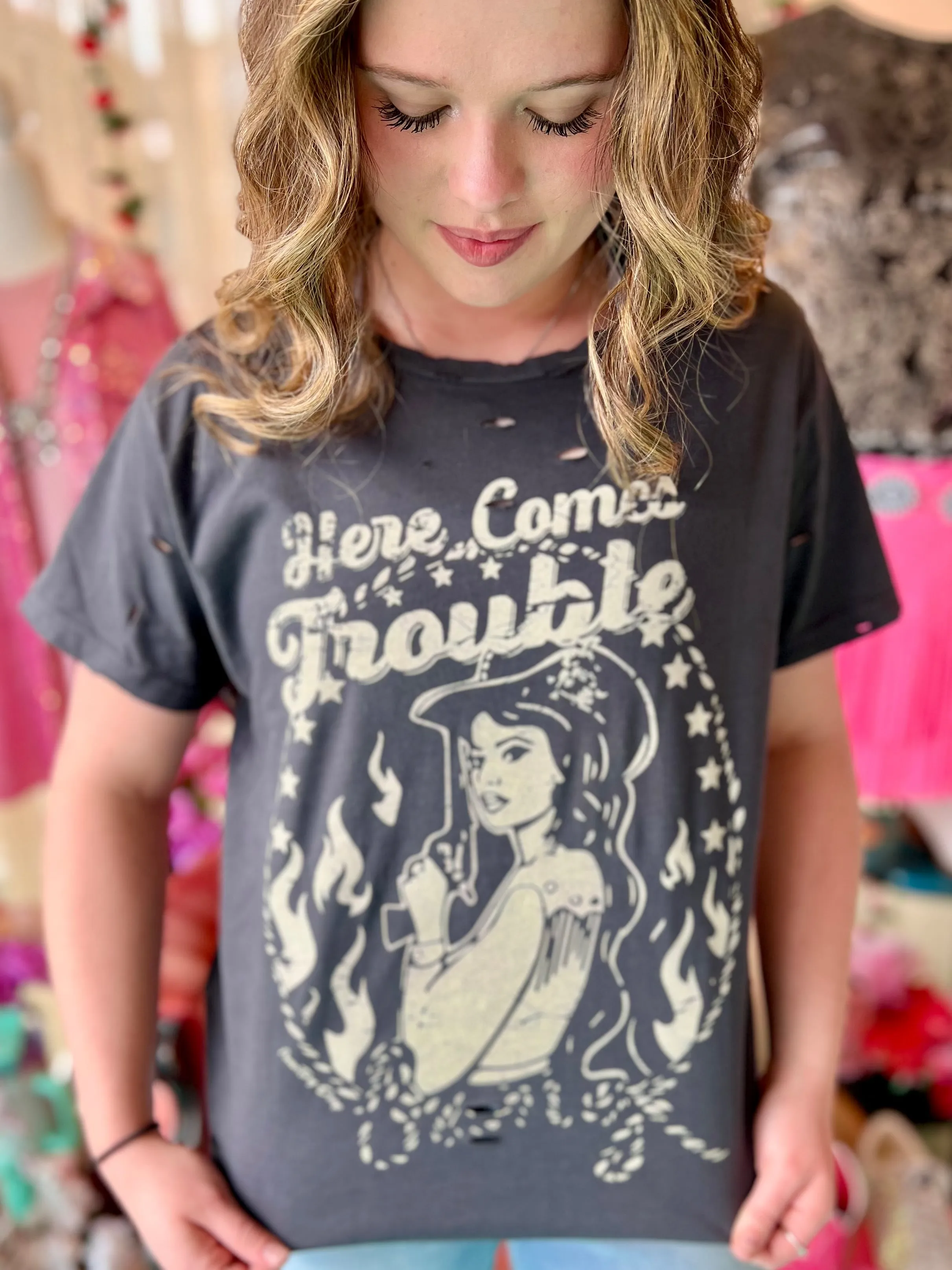 PLUS Here Comes Trouble Holy Tee
