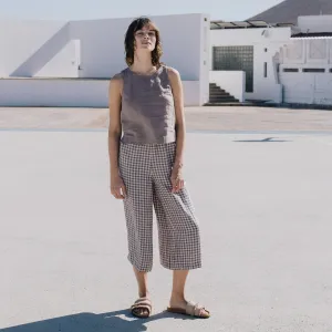 R: WELS midi linen wide leg pants (Size: S/M; Color: Vintage Green)