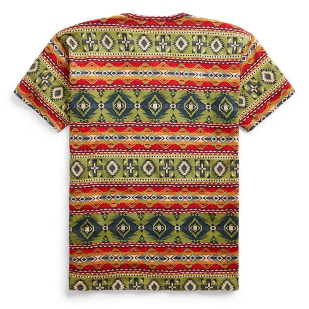 RRL by Ralph Lauren Pocket Crew Pattern T-Shirt Blue / Red Multi
