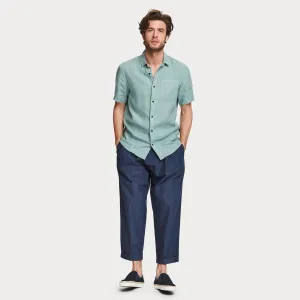 Short Sleeve Linen Shirt (Emerald)