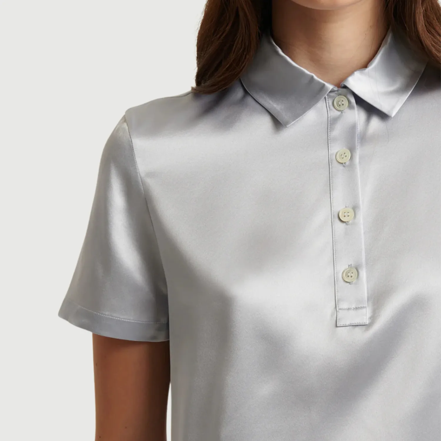 Short Sleeve Silk Satin Polo