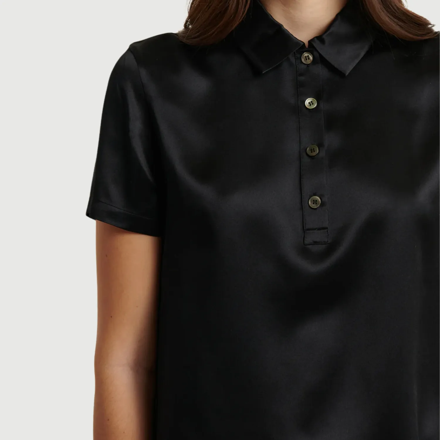 Short Sleeve Silk Satin Polo