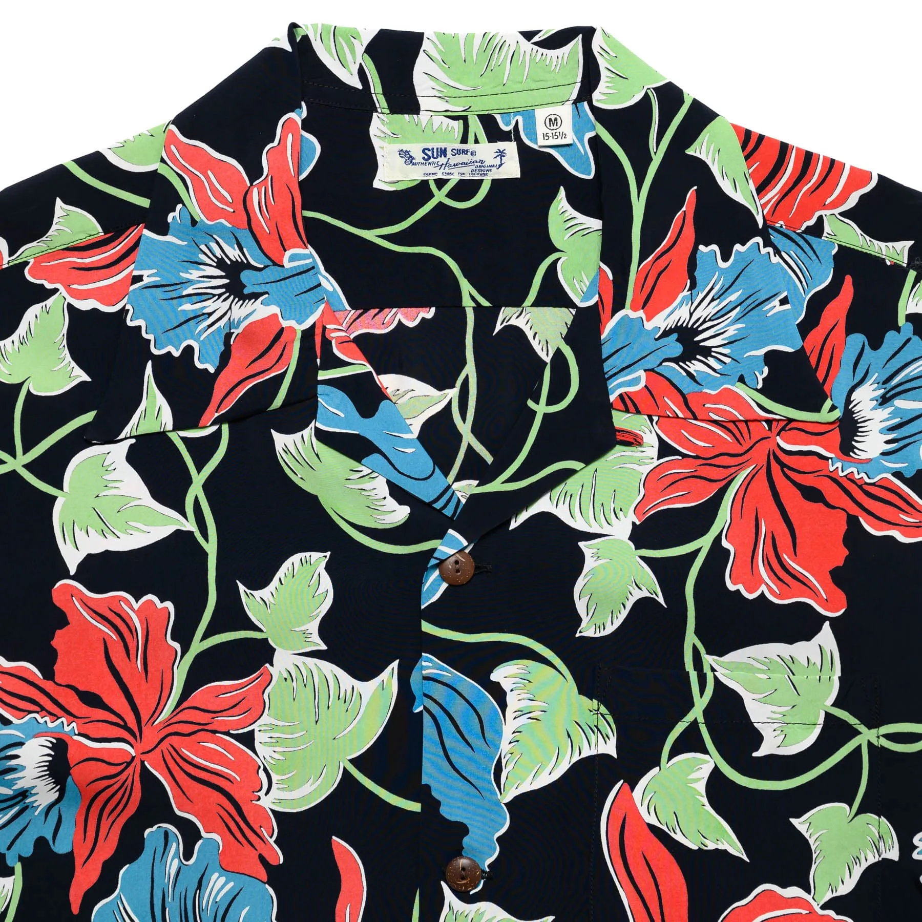 SS39217 Cattleya Orchid Short Sleeve Hawaiian Black