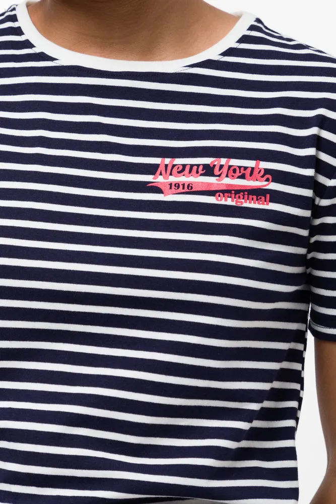 Stripe Short Sleeve T-Shirt Navy & White