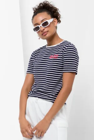 Stripe Short Sleeve T-Shirt Navy & White