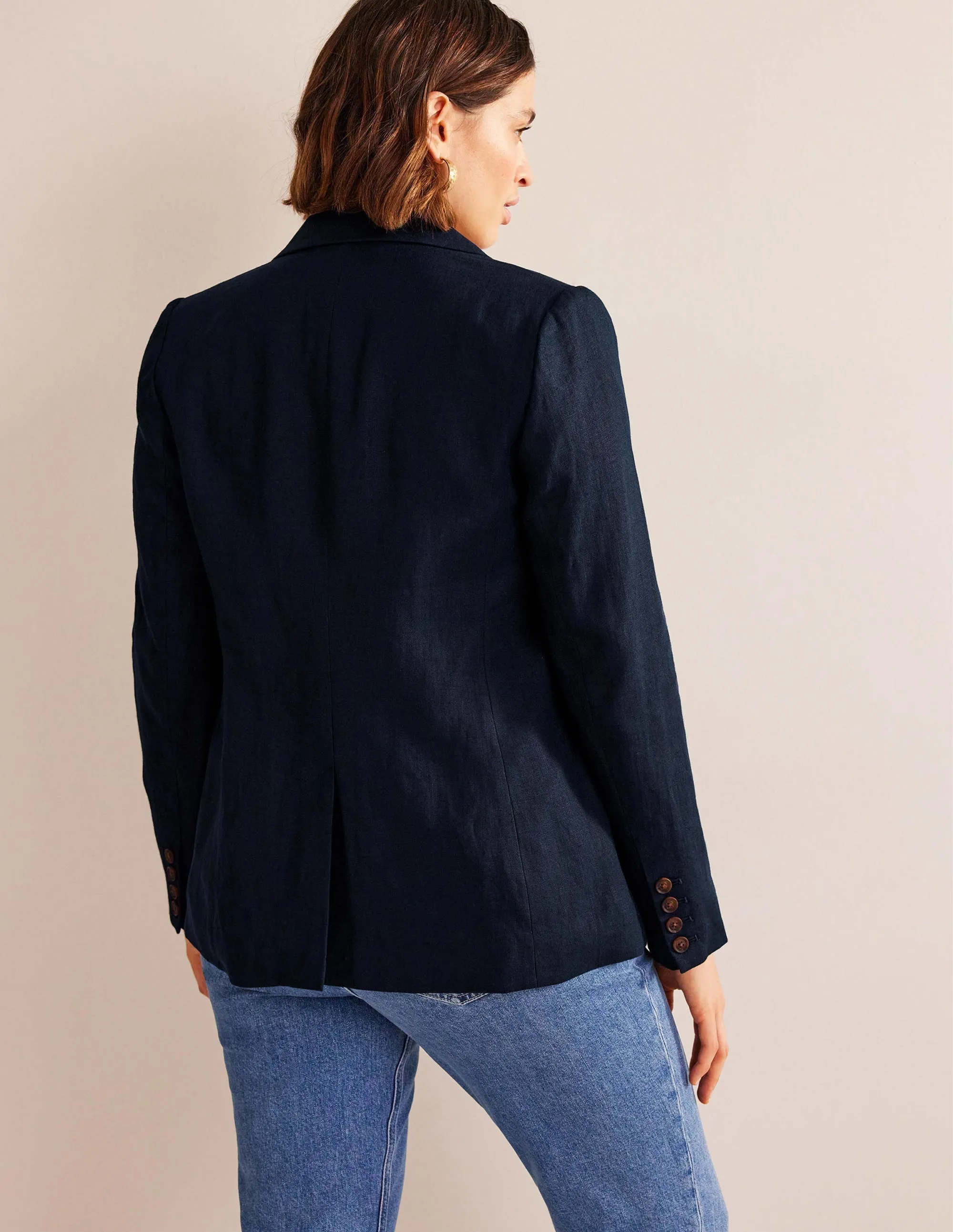 The Cambridge Linen Blazer-Navy