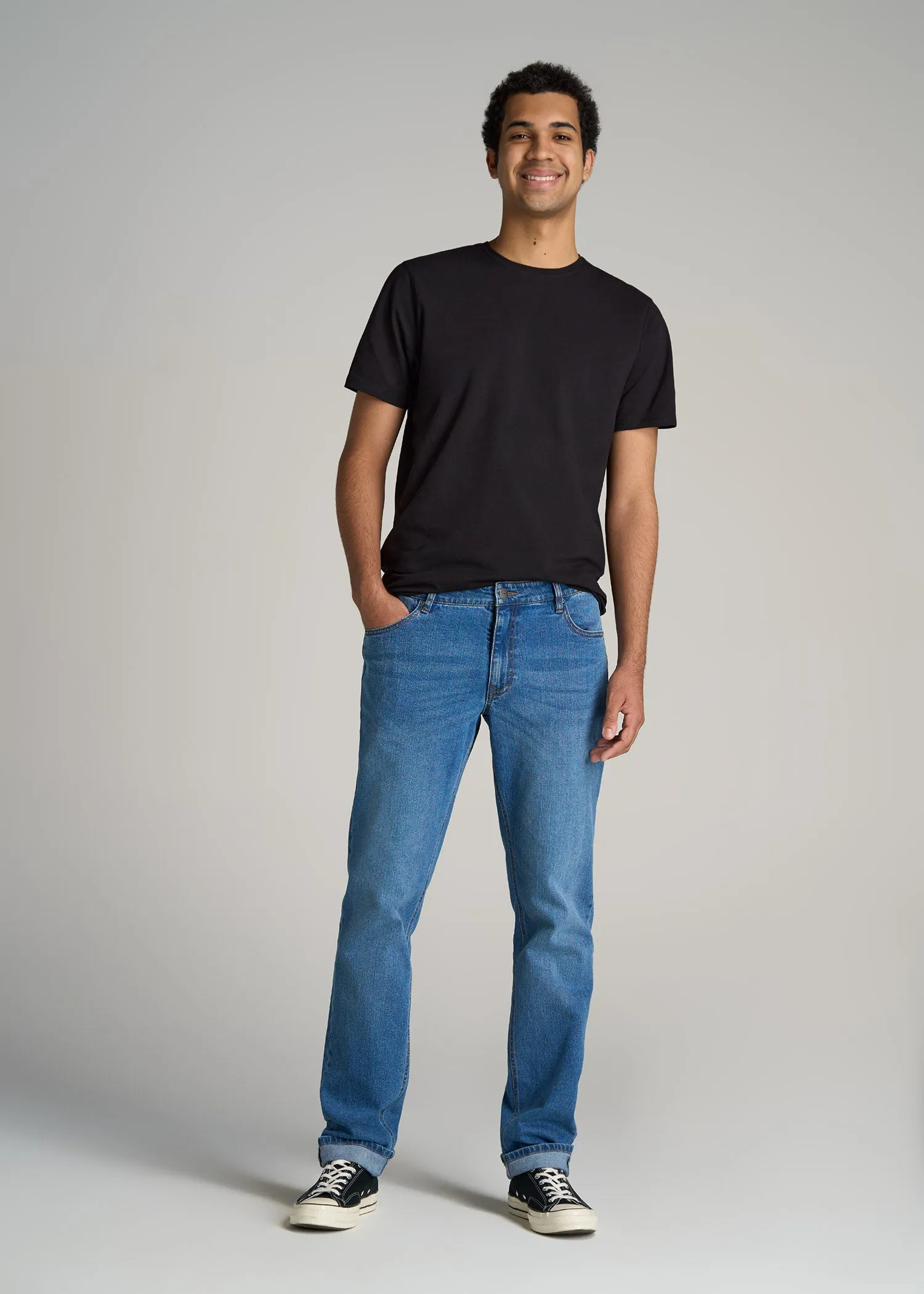 The Essential REGULAR-FIT Crew-Neck Men's Tall Tees in Black