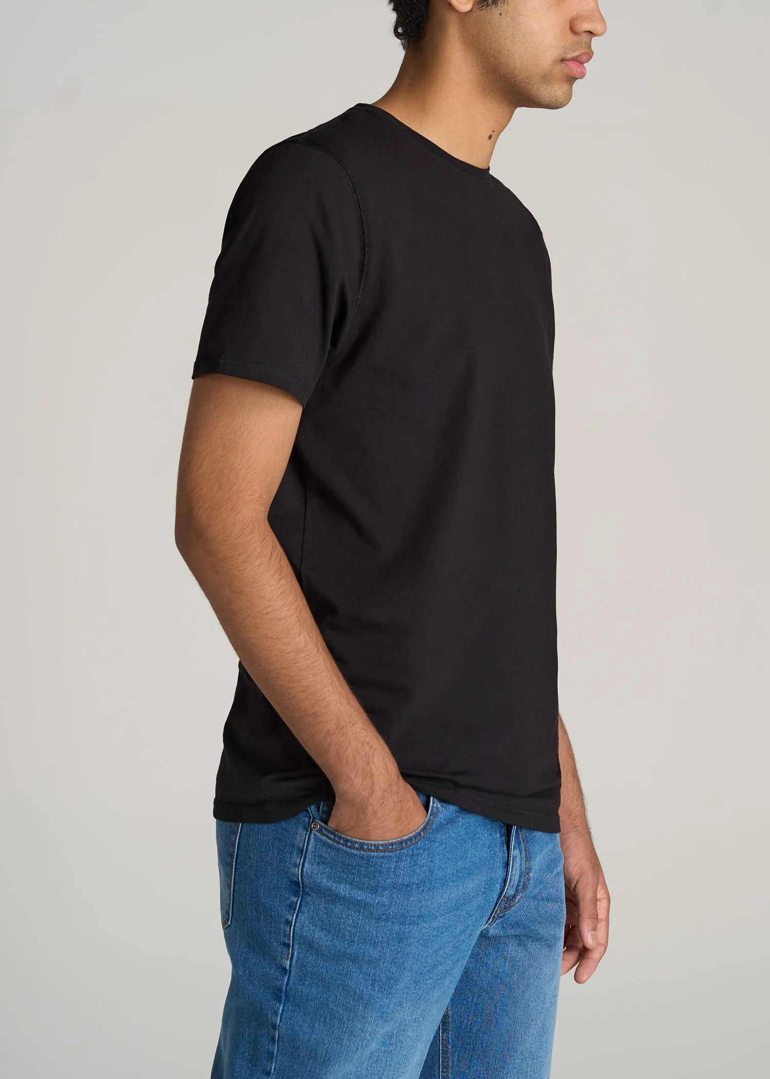 The Essential REGULAR-FIT Crew-Neck Men's Tall Tees in Black