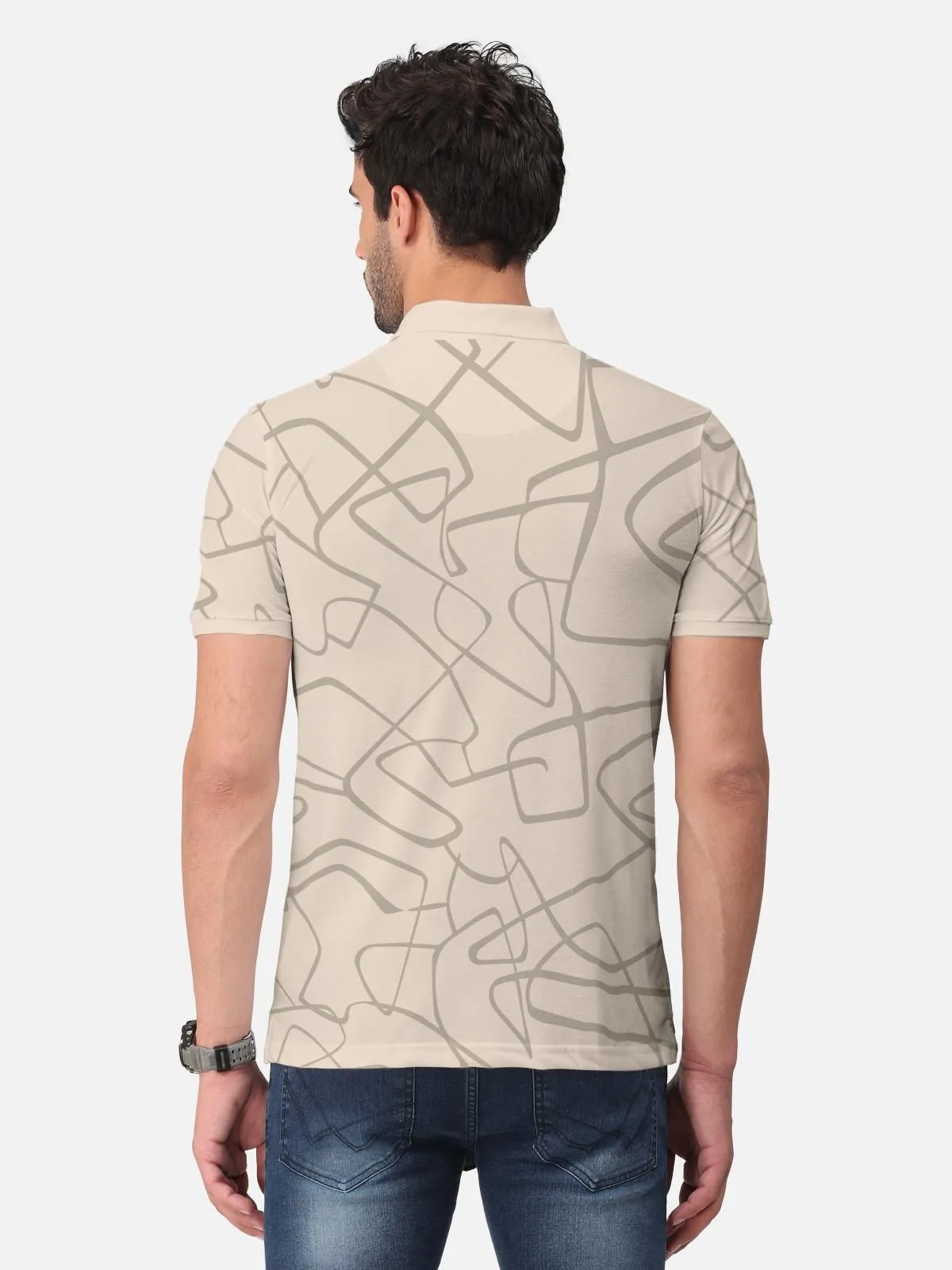 Trendy Graphic Print Half Sleeve Polo T-Shirt for Men's