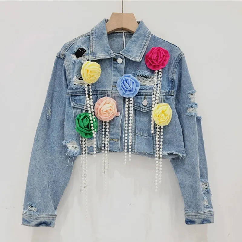 Versatile Flowers Cropped Jacket