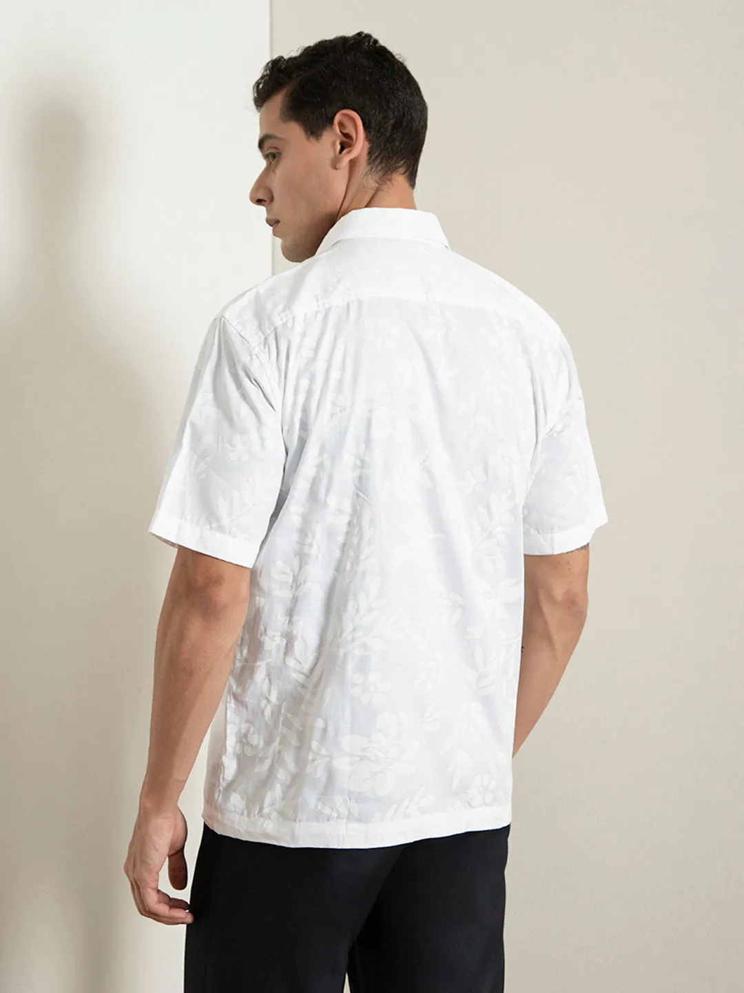 White Floral Printed Shirt