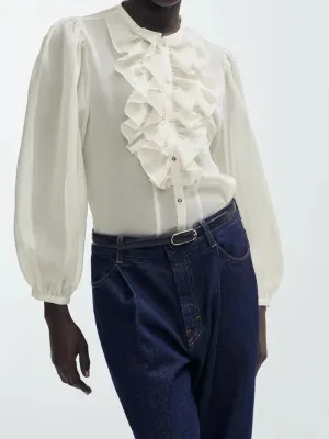xakxx - New women's  temperament fashion versatile casual retro sweet Ruili thin layered decorative translucent shirt